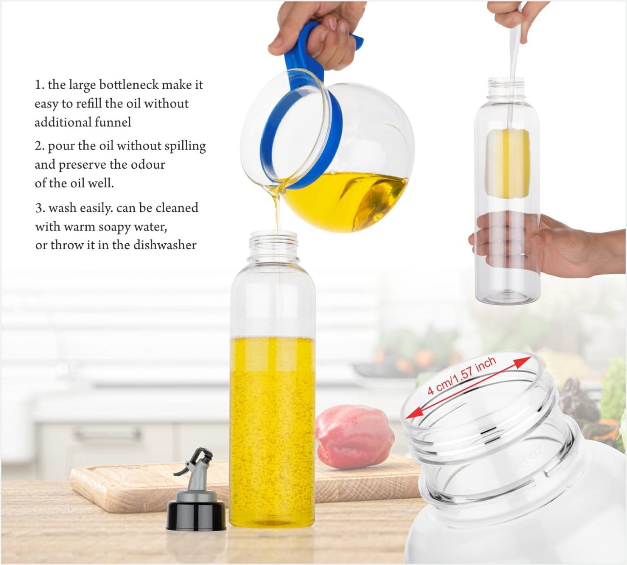 Oil Dispenser Transparent Plastic Oil Bottle   1 Liter - Happy Price - Image 3