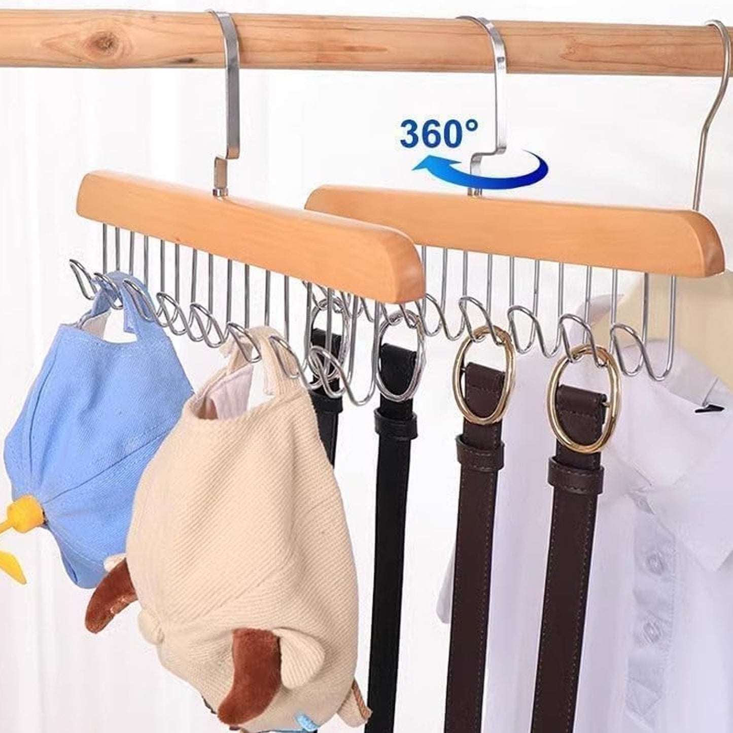 Space Saving 8 Hooks Wooden Hangers (Hanging Hook Included  1 Pc) - Happy Price - Image 4