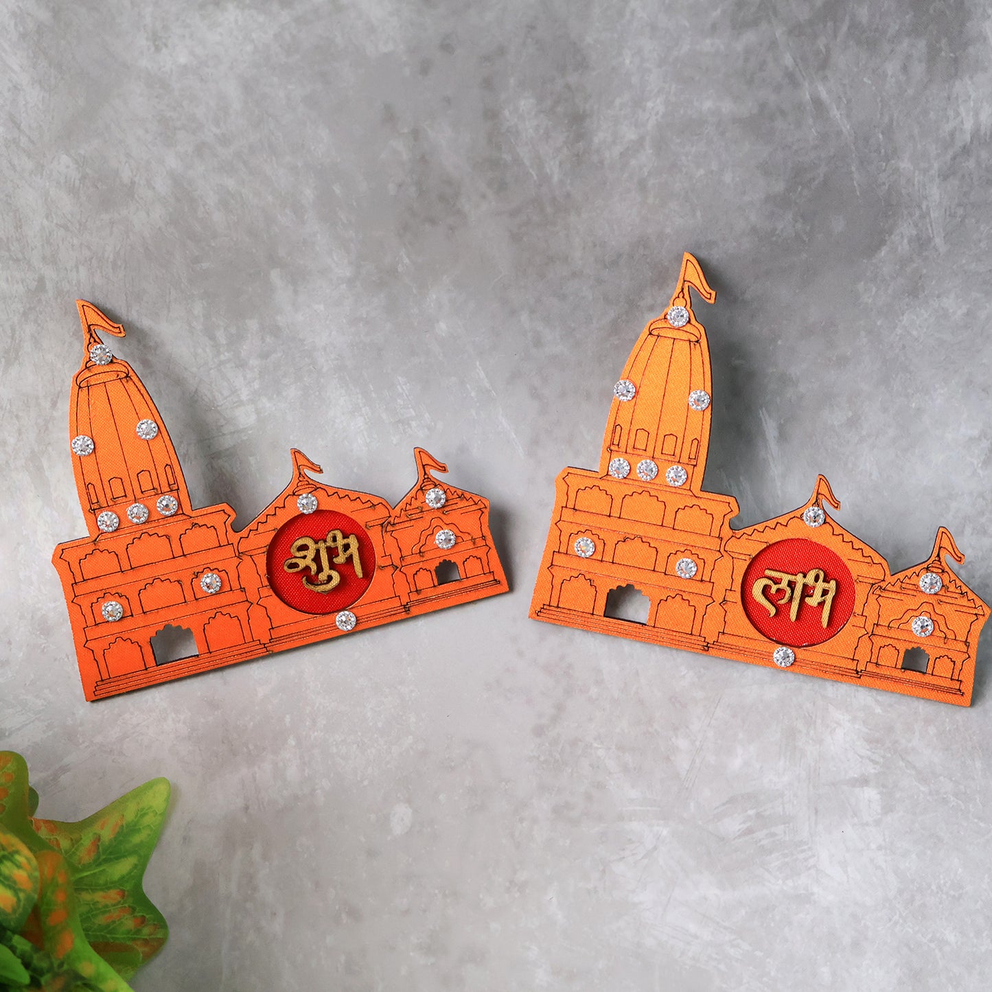 Shubh Labh Temple Design Decorative Wall Sticker - 2 Pcs - Happy Price - Image 7