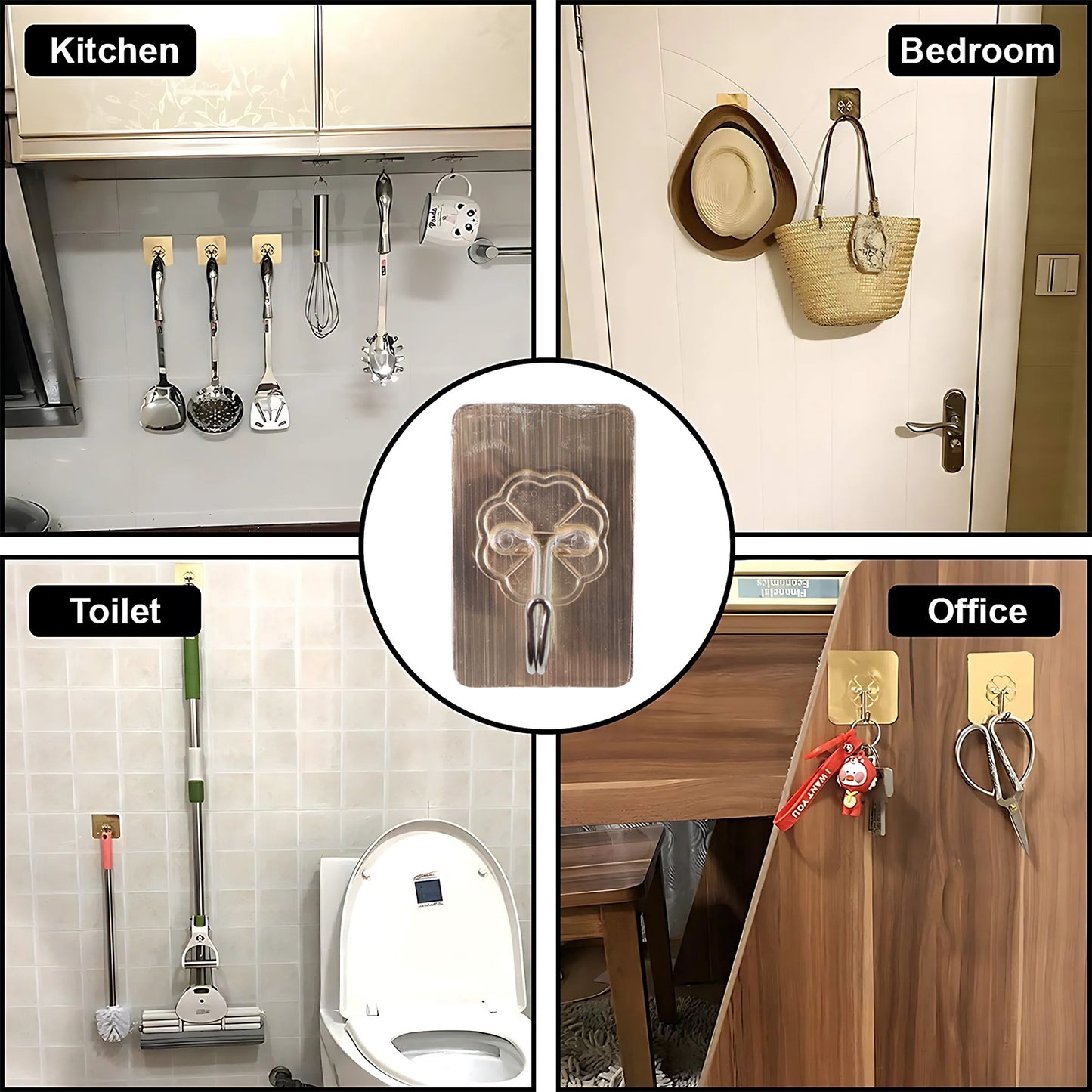 Plastic Adhesive Sticky Waterproof And Oil Proof Wall Hook (5.53.5 Cm  10 Pc) - Happy Price - Image 4
