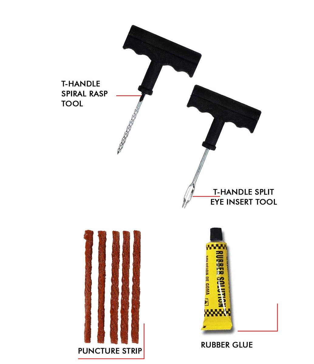 Puncture Repair Kit Tubeless Tyre Full Set With Nose Pliers Rubber Cement And Extra Strips For Cars Bikes - Happy Price - Image 4