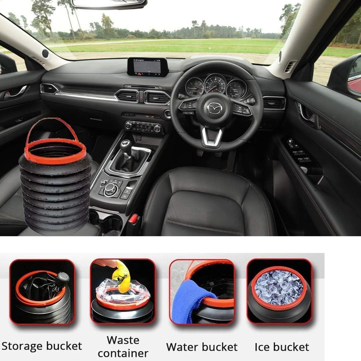 r  Foldable Storage Bucket  Water Container  Dustbin Multiuse Bucket For Home  Car  Kitchen Use Bucket - Happy Price - Image 6