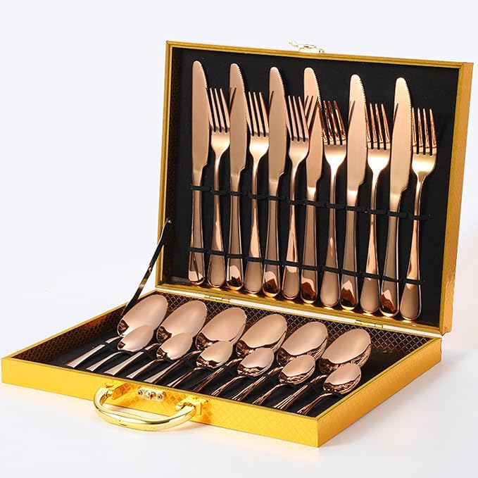Kitchen Tableware  Flatware Sets Kitchen Forks Spoons With Gift Box (24 Pcs Set) - Happy Price - Image 5
