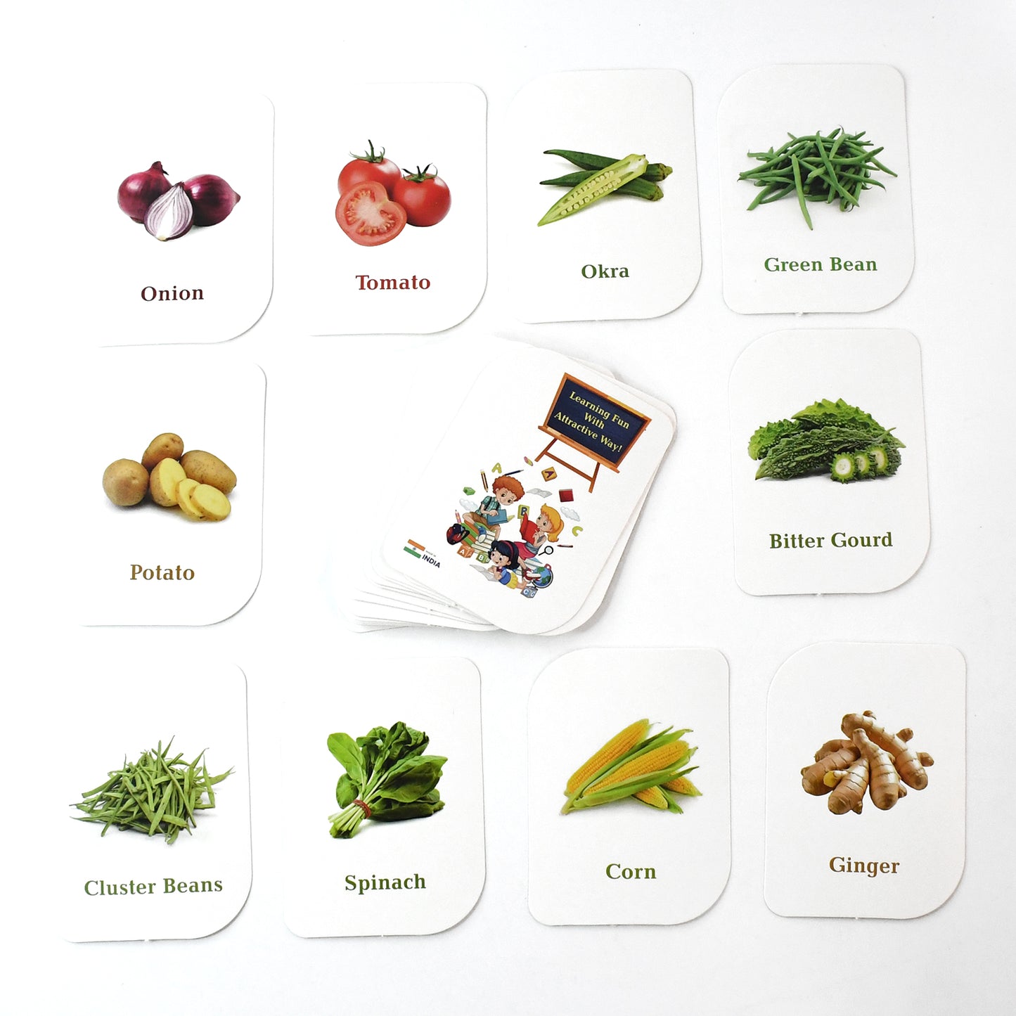 Kidkraft 32-piece Educational Vegetable Flash Cards Set - Happy Price - Image 2