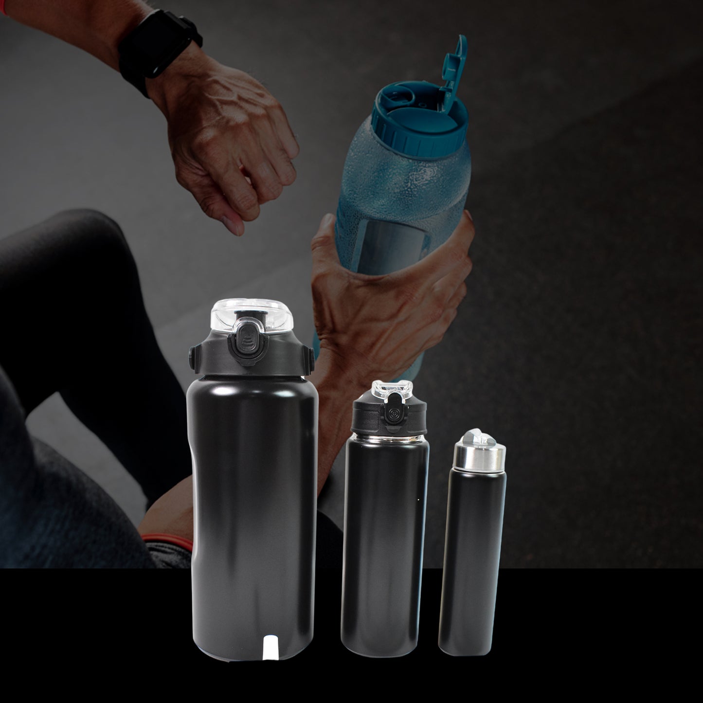 3 In 1 Stainless Steel Insulated Water Bottle Double Wall Vacuum (3 Pcs Set  Different Size) - Happy Price - Image 4