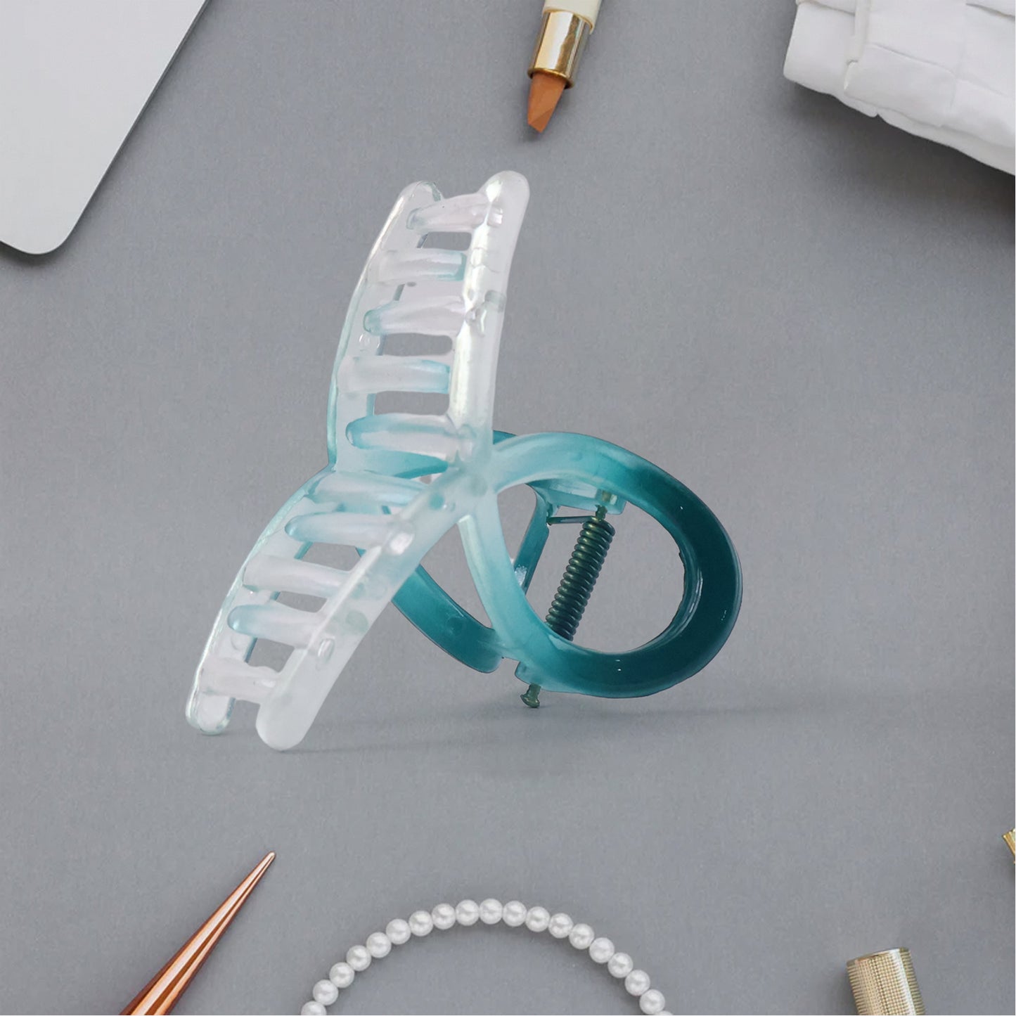 12 Pc Matte Finish Plastic Hair Clamps - Assorted Designs for Women