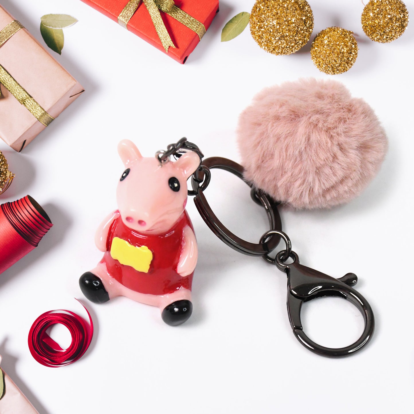 Cute Cartoon Keychain With Fluffy Pom (1 Pc  Mix Design) - Happy Price - Image 3