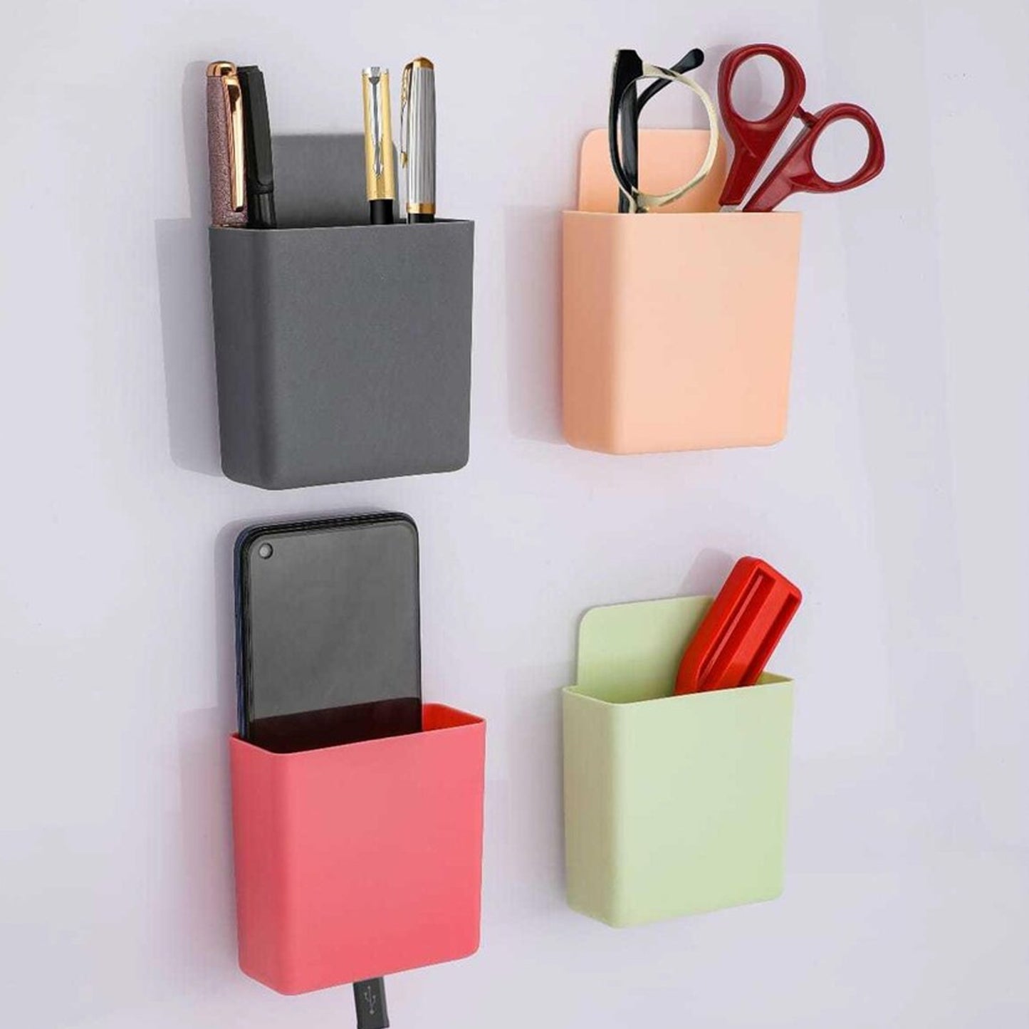 Multipurpose Plastic Wall Mounted Remote  Mobile Holder Stand  (Pack Of 4) - Happy Price - Image 2