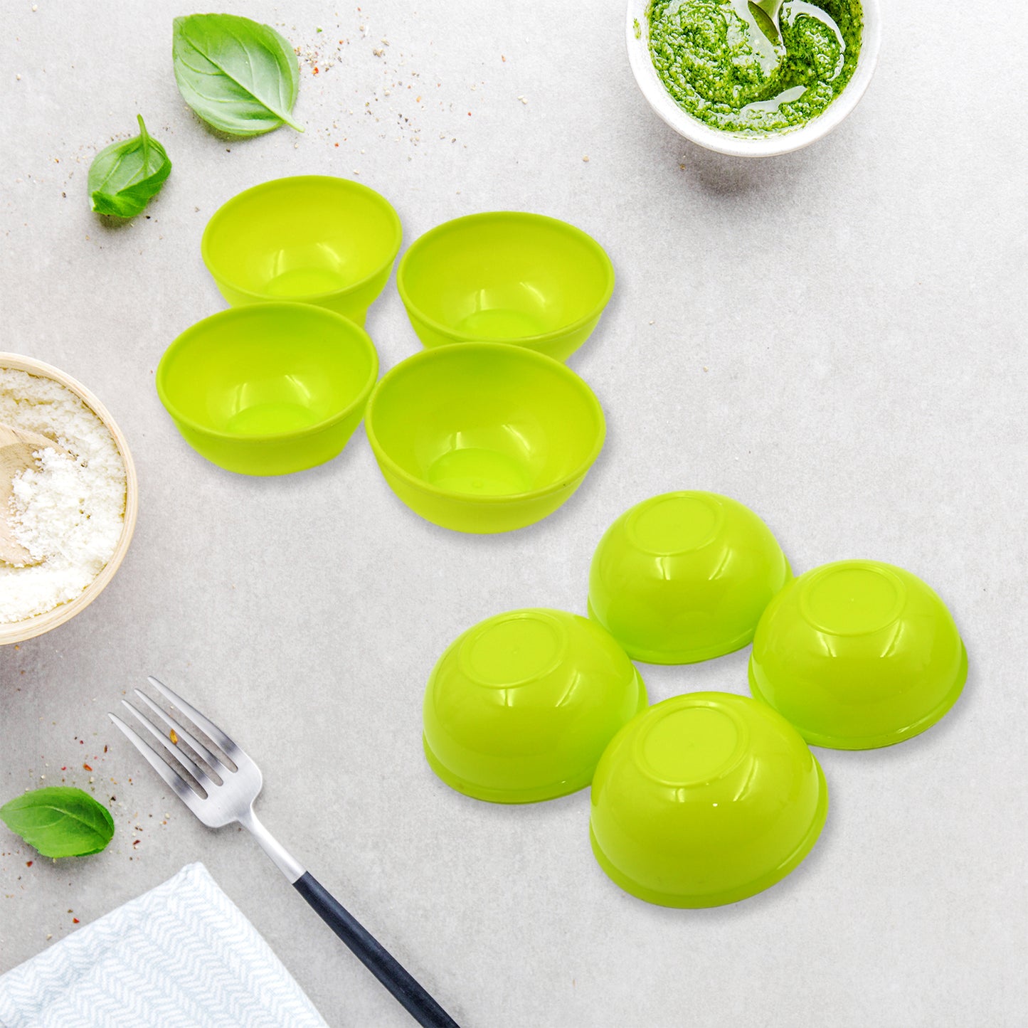 Multipurpose Small Round Plastic Bowl  Katori Microwave Safe Reusable Lightweight Bowl Dishwasher Safe Chutney Bowl (8 Pcs Set) - Happy Price - Image 3