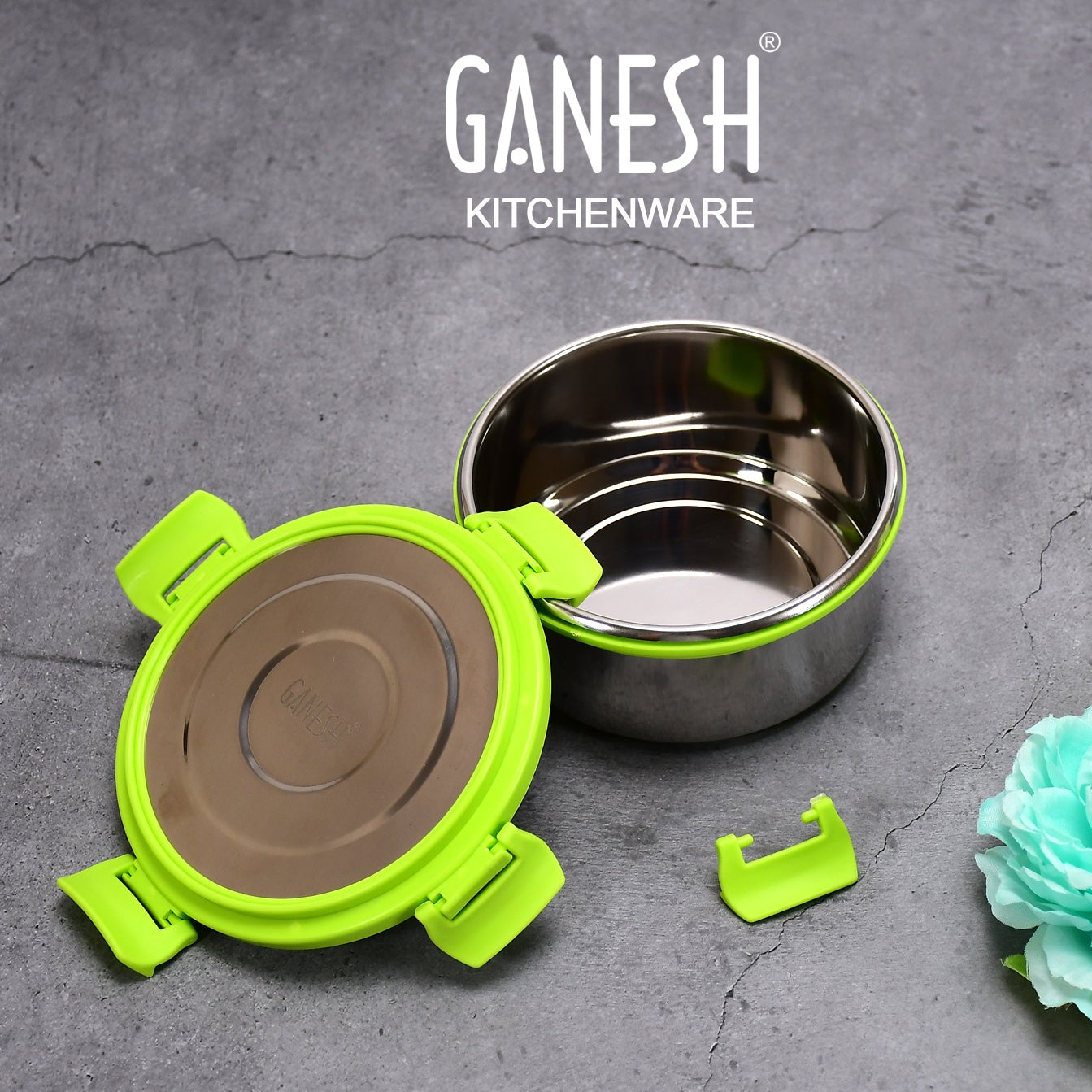 Ganesh Solo Round 400 Stainless Steel Leak Proof Airtight Lunch Pack For Office  School Use - Happy Price - Image 1