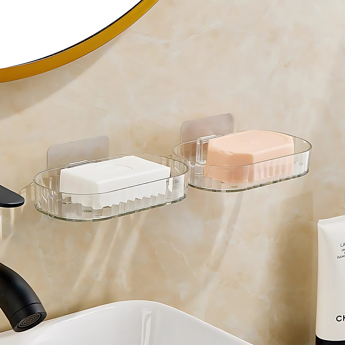 Self Adhesive Transparent Wall Mounted Soap Dish Holder (2 Pc) - Happy Price - Image 5