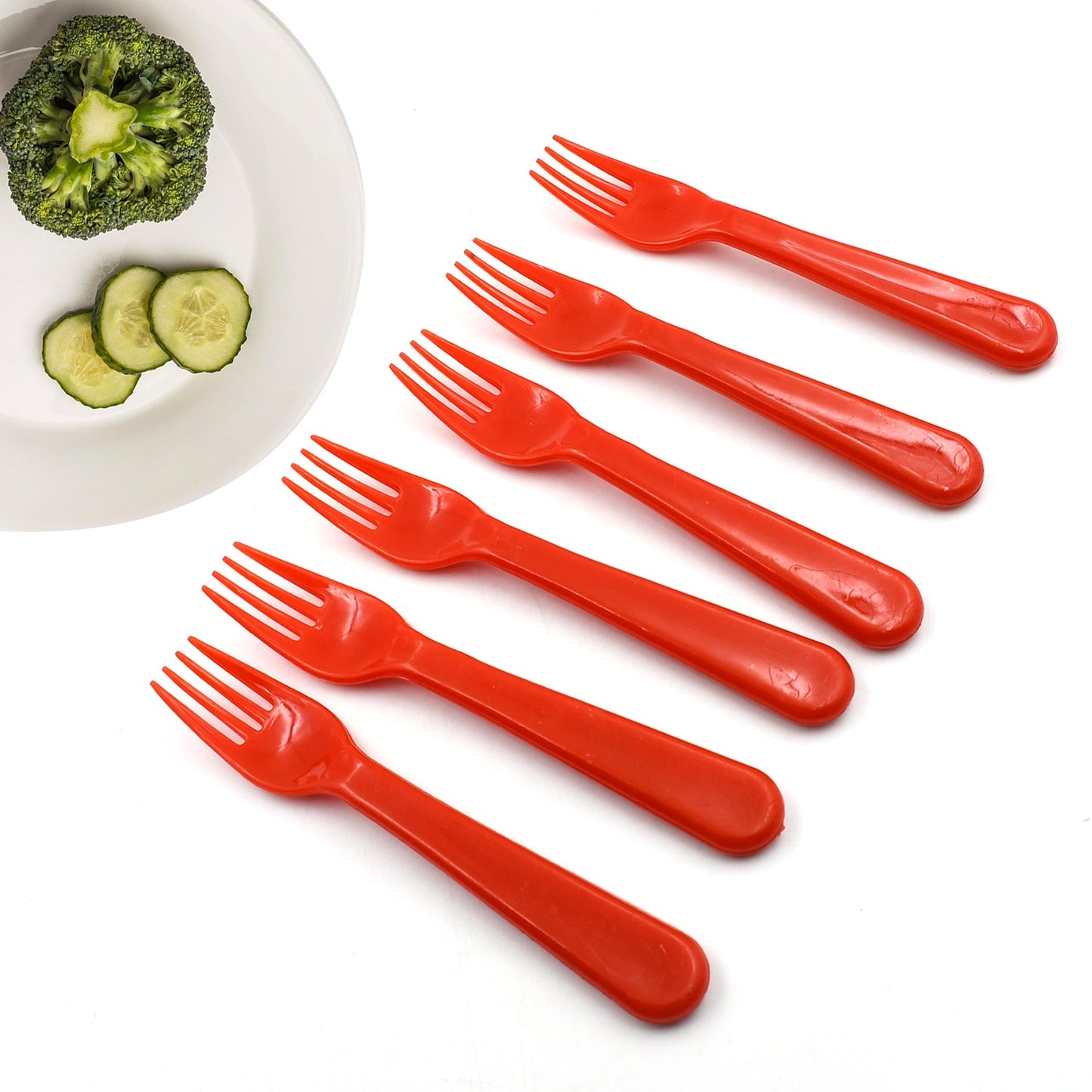 Plastic Fork Spoon Fork Spoon Set Fruit Fork Spoon Set  Baby Fork Spoonvegetable Fork Spoon Plastic Salad Spoon Dessert Spoon (6pc Set) - Happy Price - Image 2