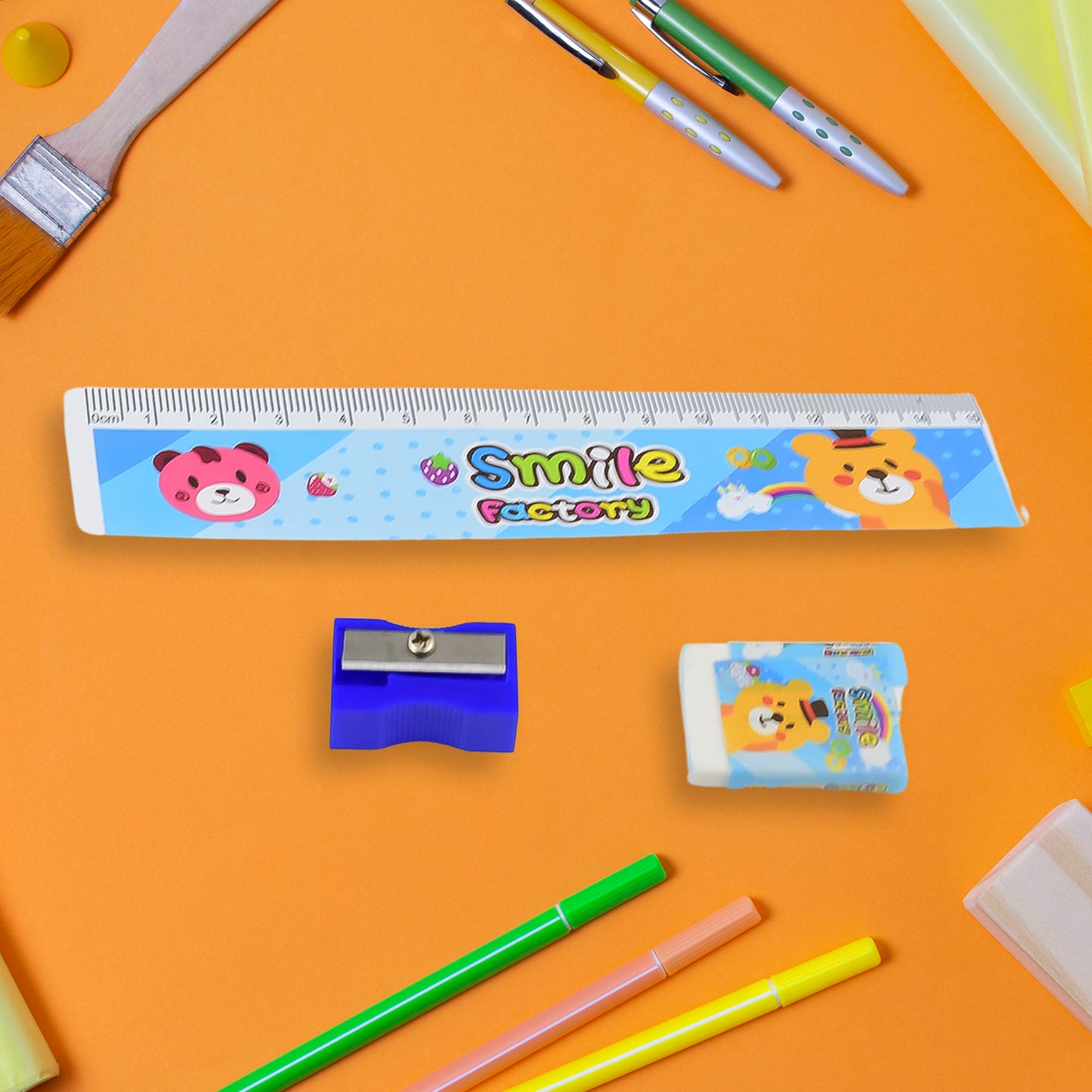 Cartoon Wooden Pencil Set For Kids Boys Return Gifts Birthday Party Space Stationary Set Pencil Eraser Sharpener Combo Kit For Kids Boys - Happy Price - Image 3