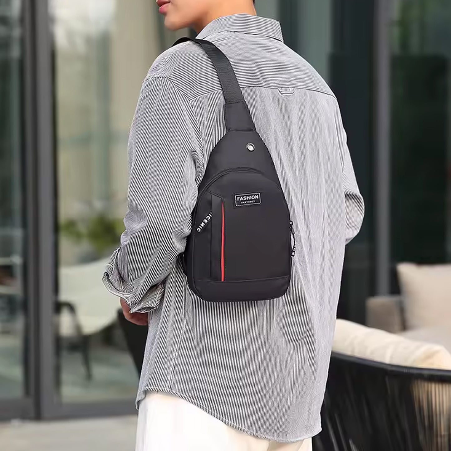 Waterproof Anti Theft Cross-body Fanny Pack Waist Bag Shoulder Bags Chest Men Casual Fashion Usb Charging Earphone Hook Sling Travel Bag (1 Pc) - Happy Price - Image 3