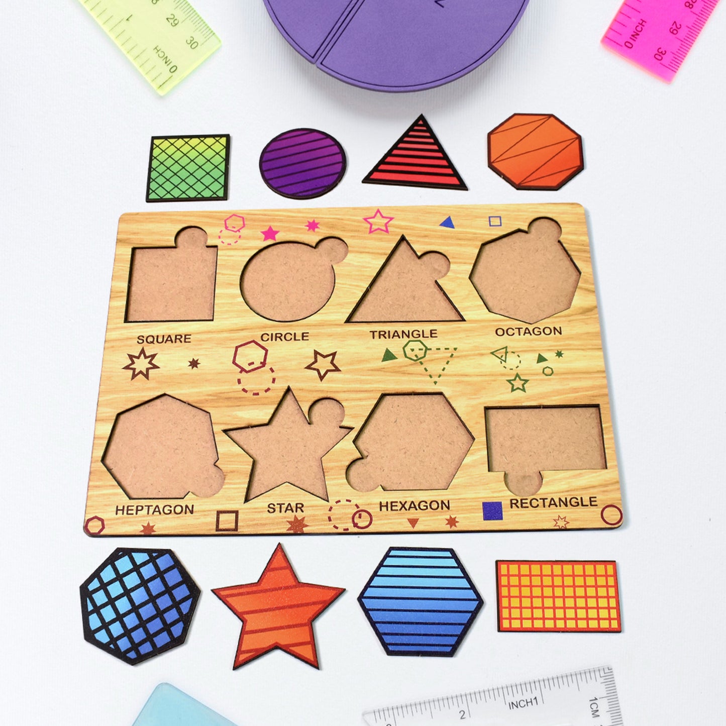 Wooden Triangles Puzzle Learning Educational Board (1 Set  2820 Cm) - Happy Price - Image 2