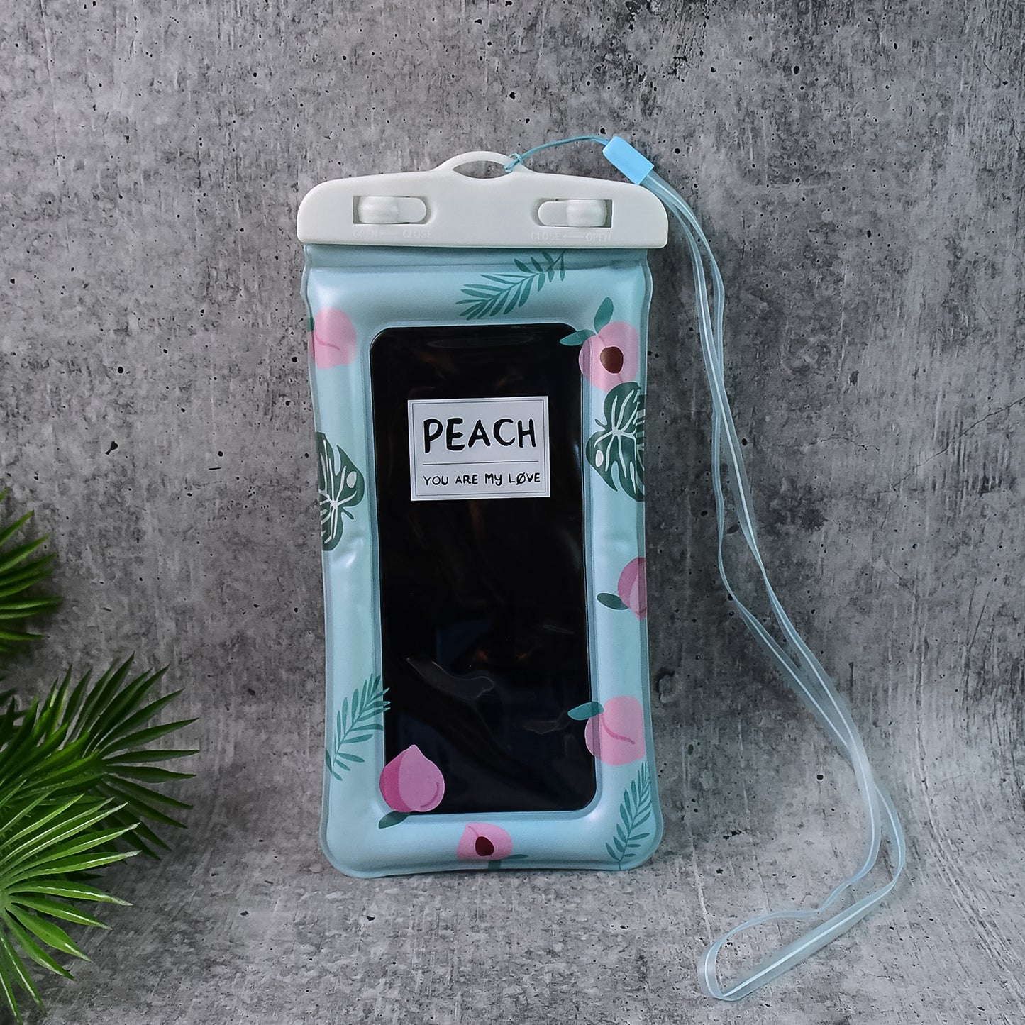 Waterproof Peach Transparent Mobile Pouch With Neck Strap (1 Pc) - Happy Price - Image 6