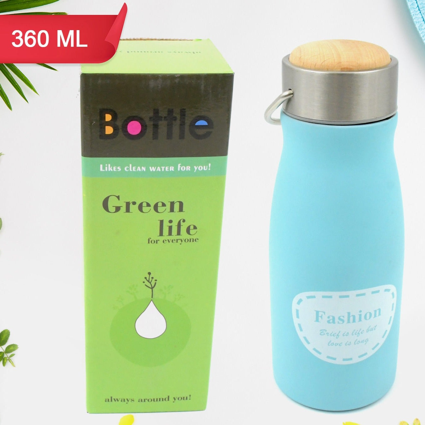 Stainless Steel Water Bottle With Handle Fridge Water Bottle Stainless Steel Water Bottle Leak Proof Rust Proof Hot  Cold Drinks Gym Sipper Bpa Free Food Grade Quality Steel Fridge Bottle For Officegymschool (360 Ml) - Happy Price - Image 1