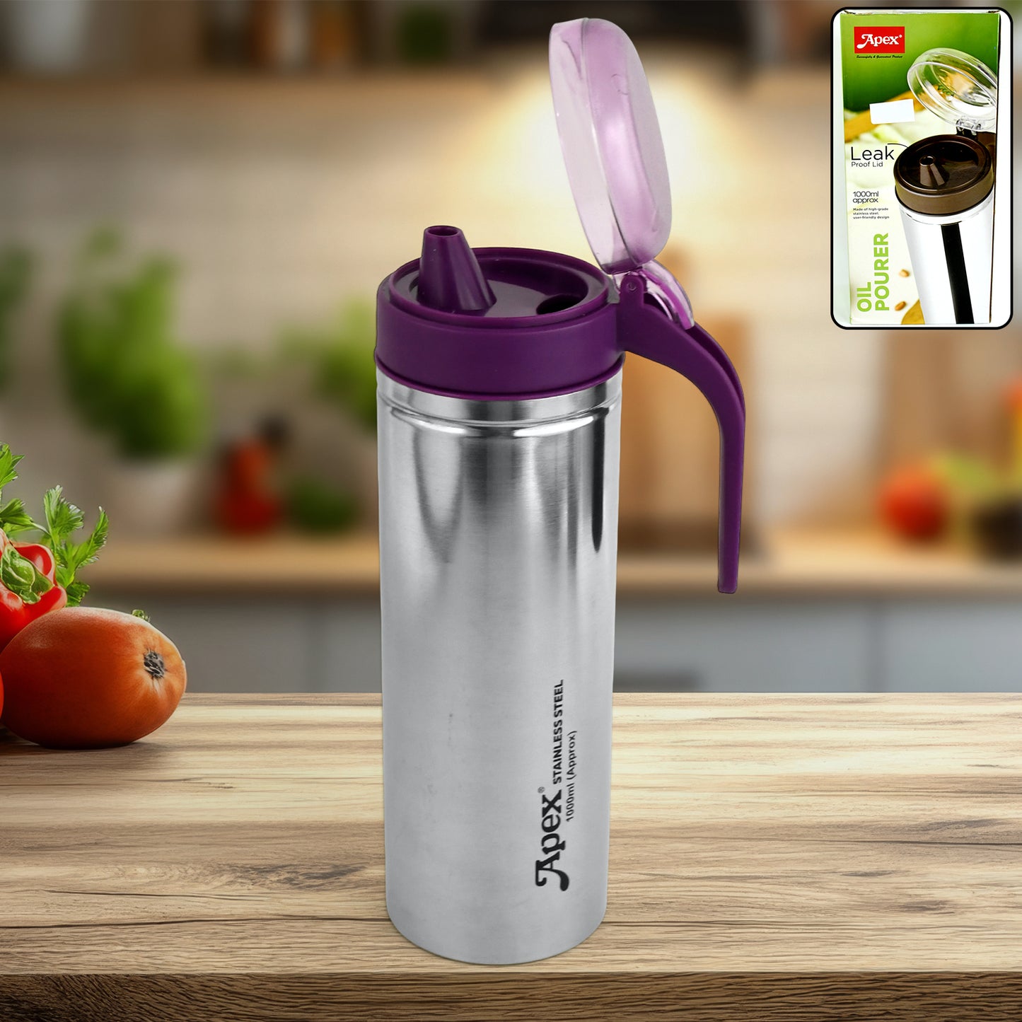 Apex 1000ml Approx. Stainless Steel Oil Pourer (1 Pc) - Happy Price - Image 2