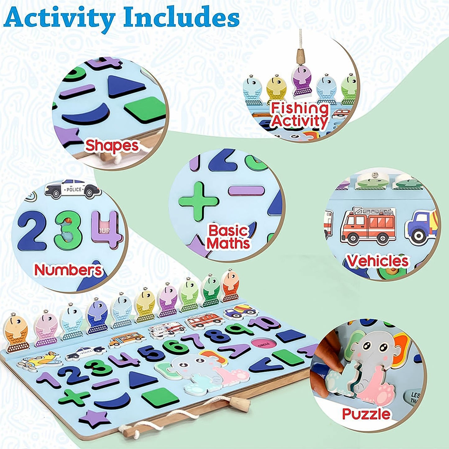 Wooden Number Puzzle Match Board And Magnetic Rod - Happy Price - Image 4