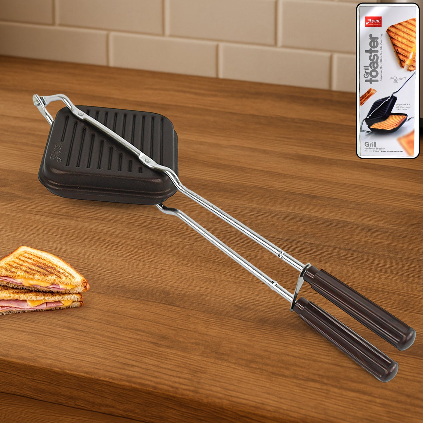 Apex Heavy Gauge Aluminium Grill Sandwich Toaster - Happy Price - Image 6