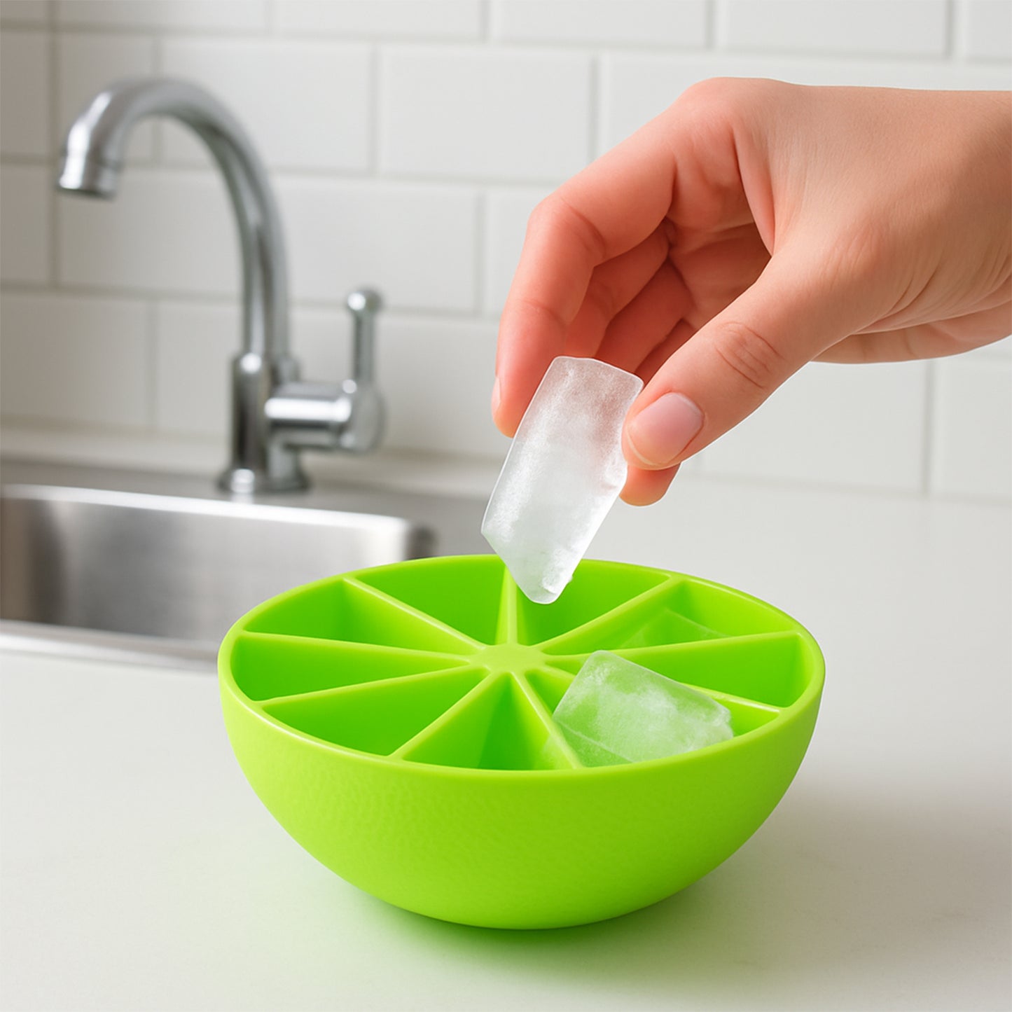 Lemon Shape Flexible Silicone Ice Cube Tray  8-slot Round Ice Mold (1 Pc) - Happy Price - Image 2
