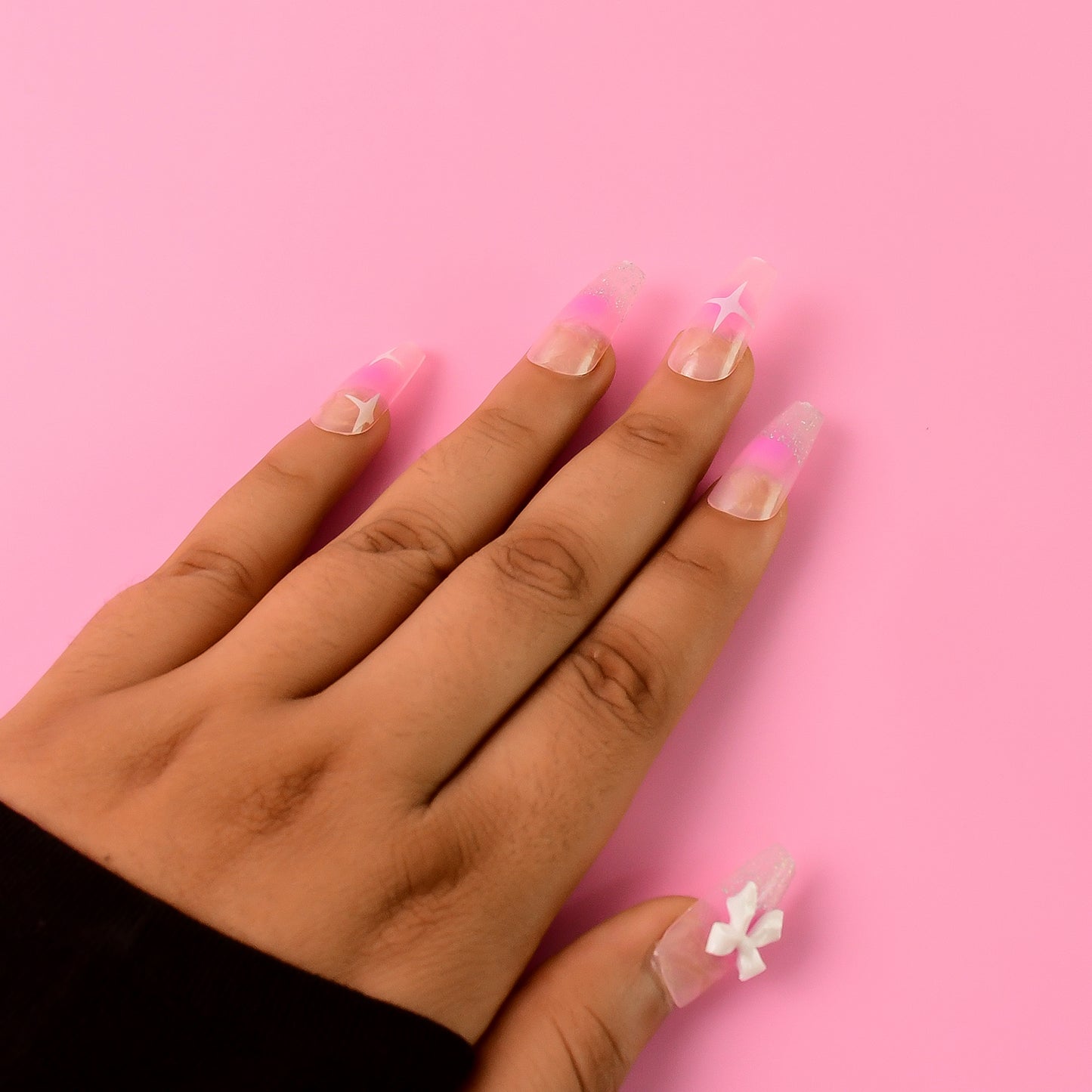 12 Pc Reusable Artificial Nails with Adhesive Stickers - DIY Glossy False Nails