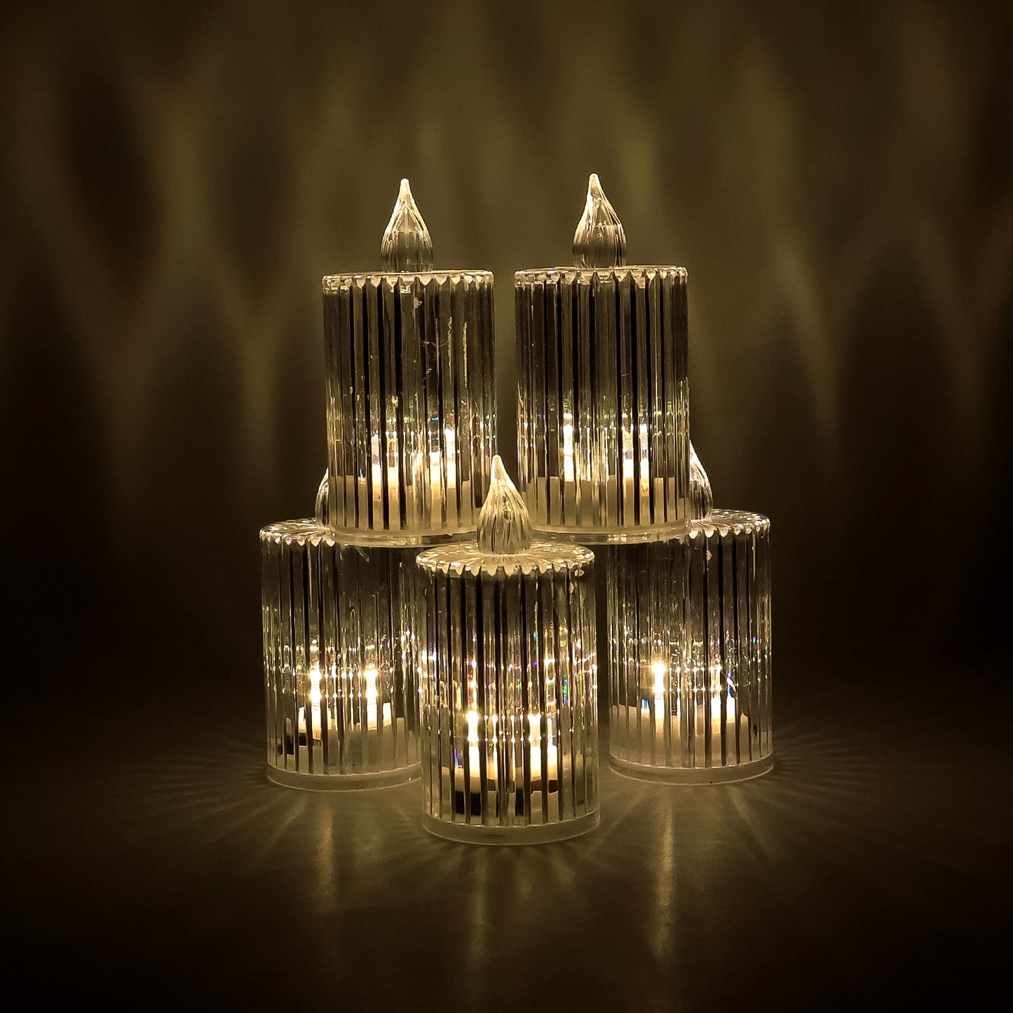 Set of 5 Crystal Effect LED Flameless Candles with Warm Flickering Light - Happy Price - Image 6