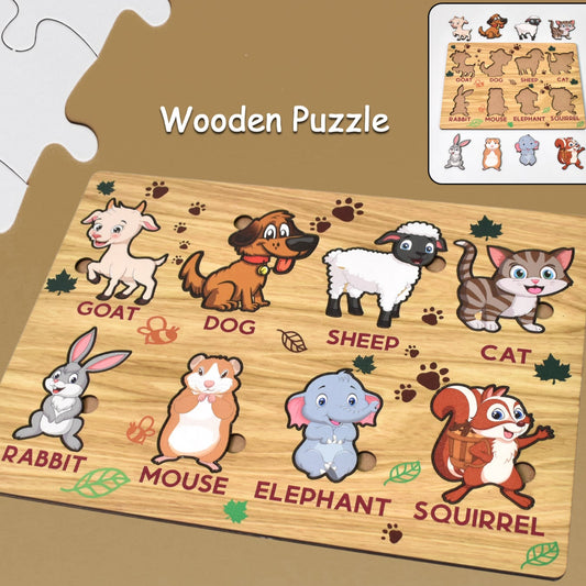 Wooden Animal Puzzle Learning Educational Board (1 Set  2820 Cm) - Happy Price - Image 1