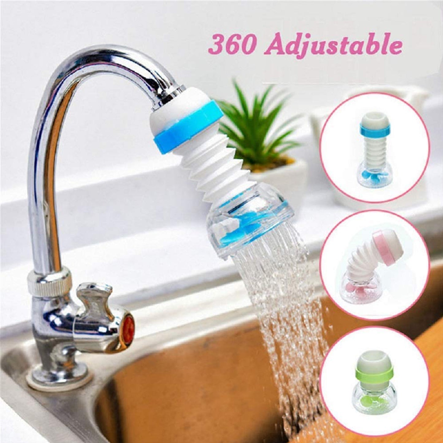 Adjustable Kitchen Faucet Water Filter Sprayer with Rotating Head (1 Pc)