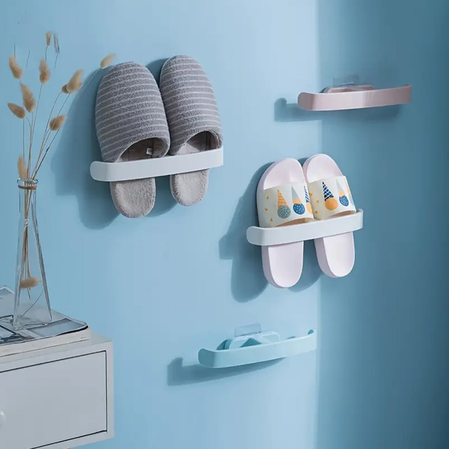 Bathroom Towel Slipper Hanging Rack Self Adhesive Wall Mounted (1 Pc) - Happy Price - Image 4