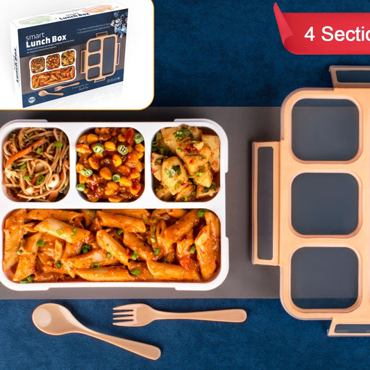 Lunch Box 4 Compartment With Leak Proof Lunch Box For School  Office Use - Happy Price - Image 1