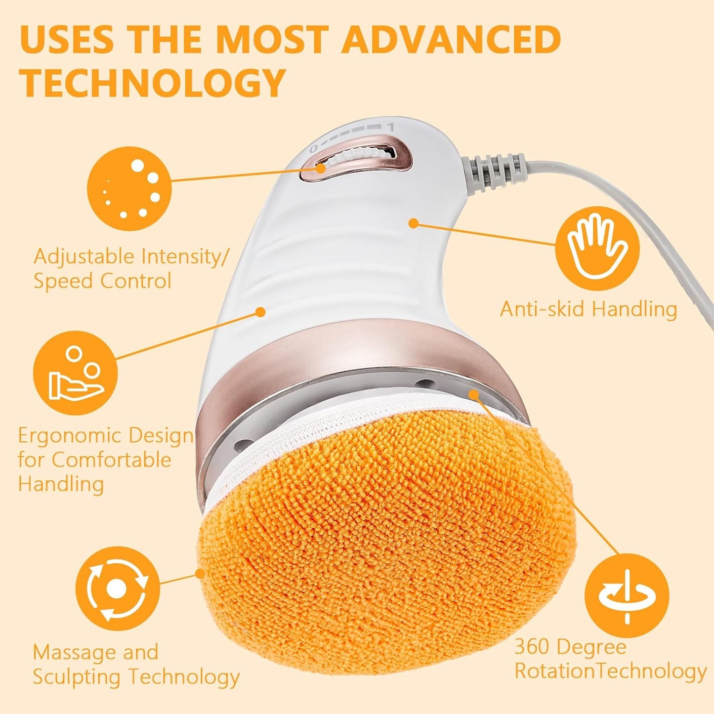 Body Massager Shaping Machine  Body Sculpting Massager With 3 Washable Pads Adjustable Speeds  Electric Handheld Massager For Belly Waist Legs Arms Butt (1 Pc) - Happy Price - Image 5