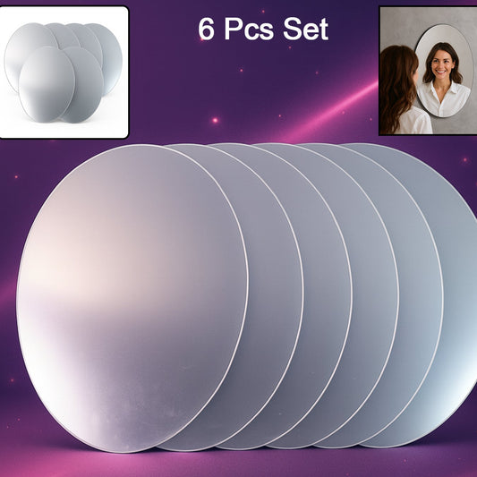 Elegant Oval Frameless Wall Mirror For Home  Office Decor (6 Pc) - Happy Price - Image 1