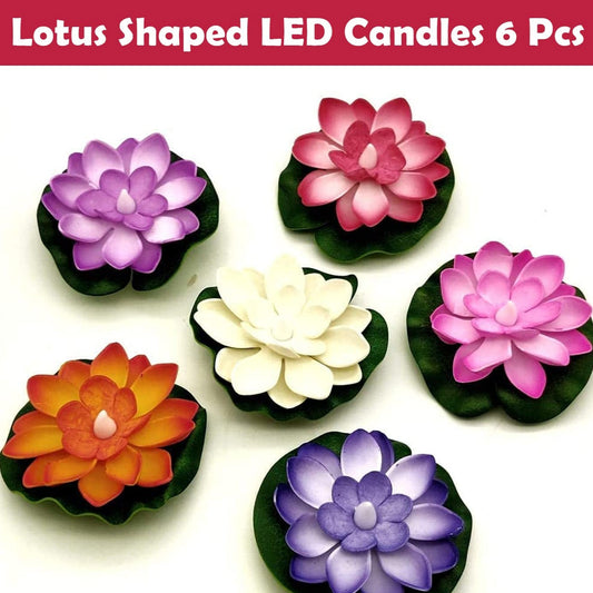 Floating Lotus LED Candles for Decoration - Pack of 6