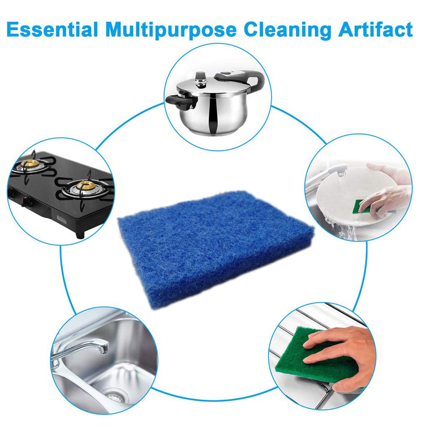 Kitchen Scrubber Pads For Utensilstiles Cleaning (Pack Of 4) - Happy Price - Image 3
