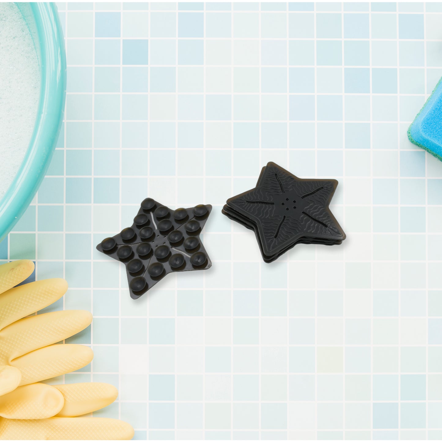 Mini  Pvc Anti-slip Bat Mat Non Slip Baby Bath Mats Mini Child Safety Anti Slip Shower Mats Star Leaf Shaped For Kids (4 Pc Set) - Happy Price - Image 3