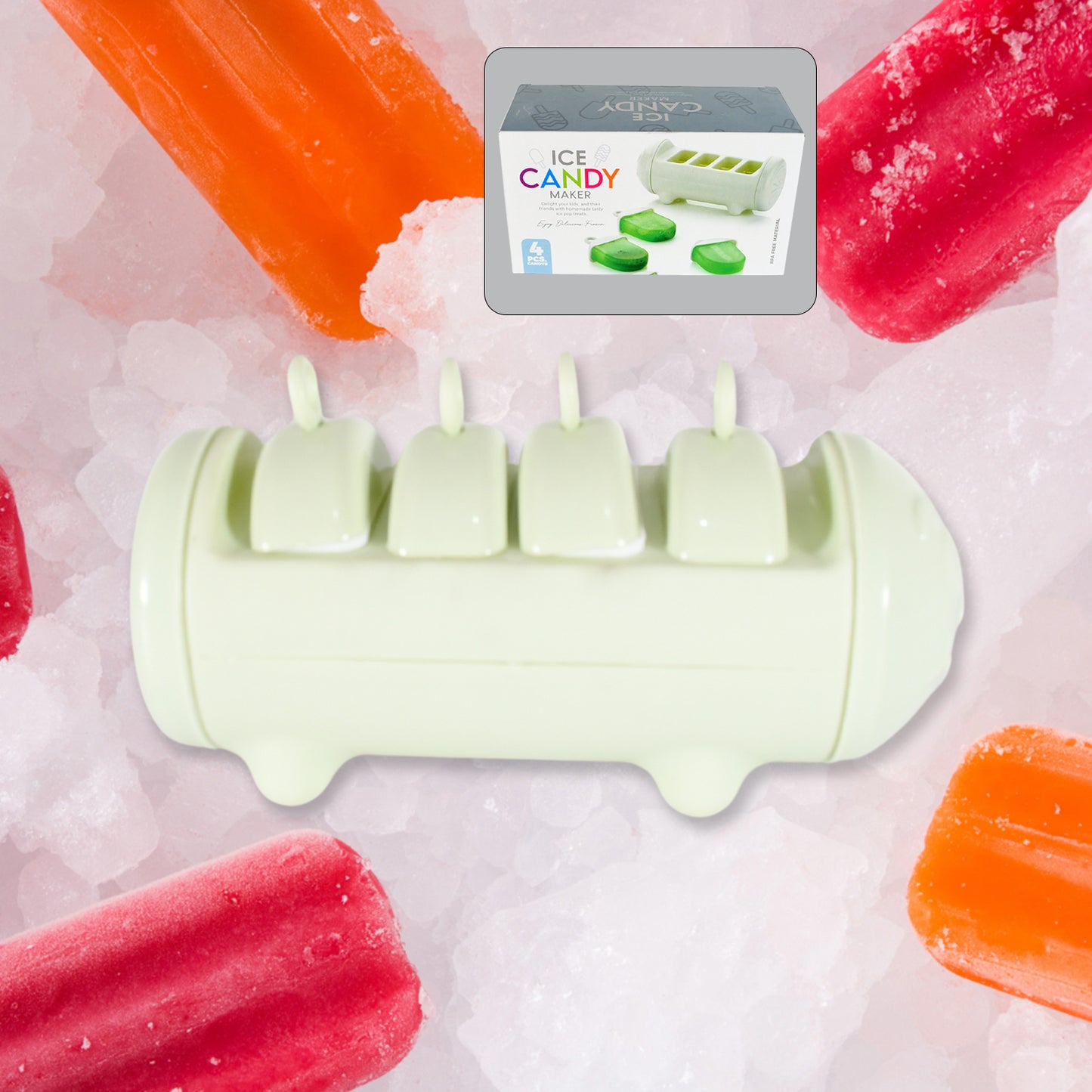 Cartoon Shape Mold Ice Candy Popsicle Mold Ice Plastic Ice Candy Maker Kulfi Maker Molds Set With 4 Cups (1 Pc  Multicolor) - Happy Price - Image 5