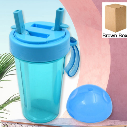 2 Drinks In 1 Cup Water Bottle Stable Sturdy Dual Use Bottle 2 Straws For Shopping Travel For Outdoor Activities (1 Pc) - Happy Price - Image 1