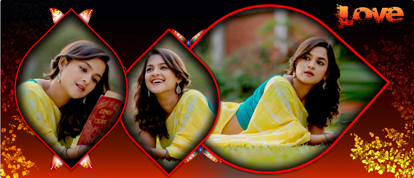 Crimson Geometric Love – Custom Photo Print Ceramic Mug (11oz) - 3 Photo Personalized Gift