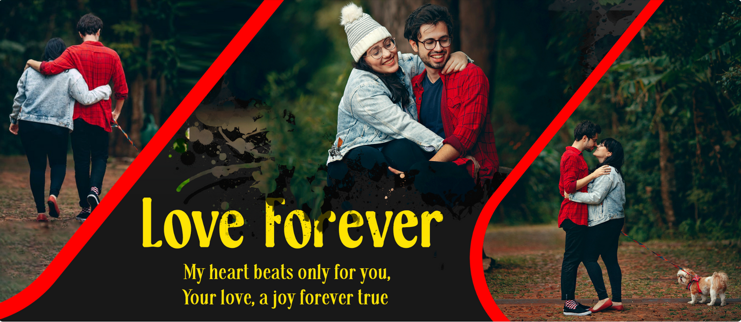 Love Forever Triple Photo – Custom Photo Print Ceramic Mug (11oz) - Personalized Gift for Anniversary