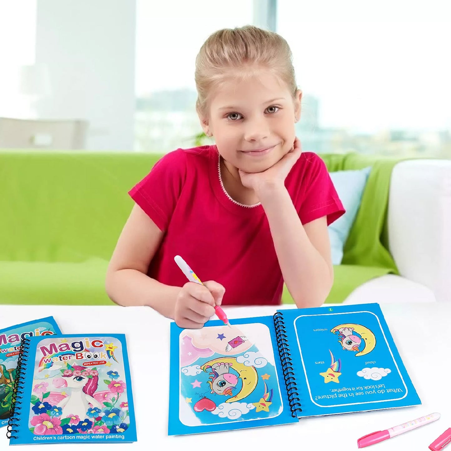 Magic Water Quick Dry Book Water Coloring Book Doodle With Magic Pen Painting Board - Happy Price - Image 2