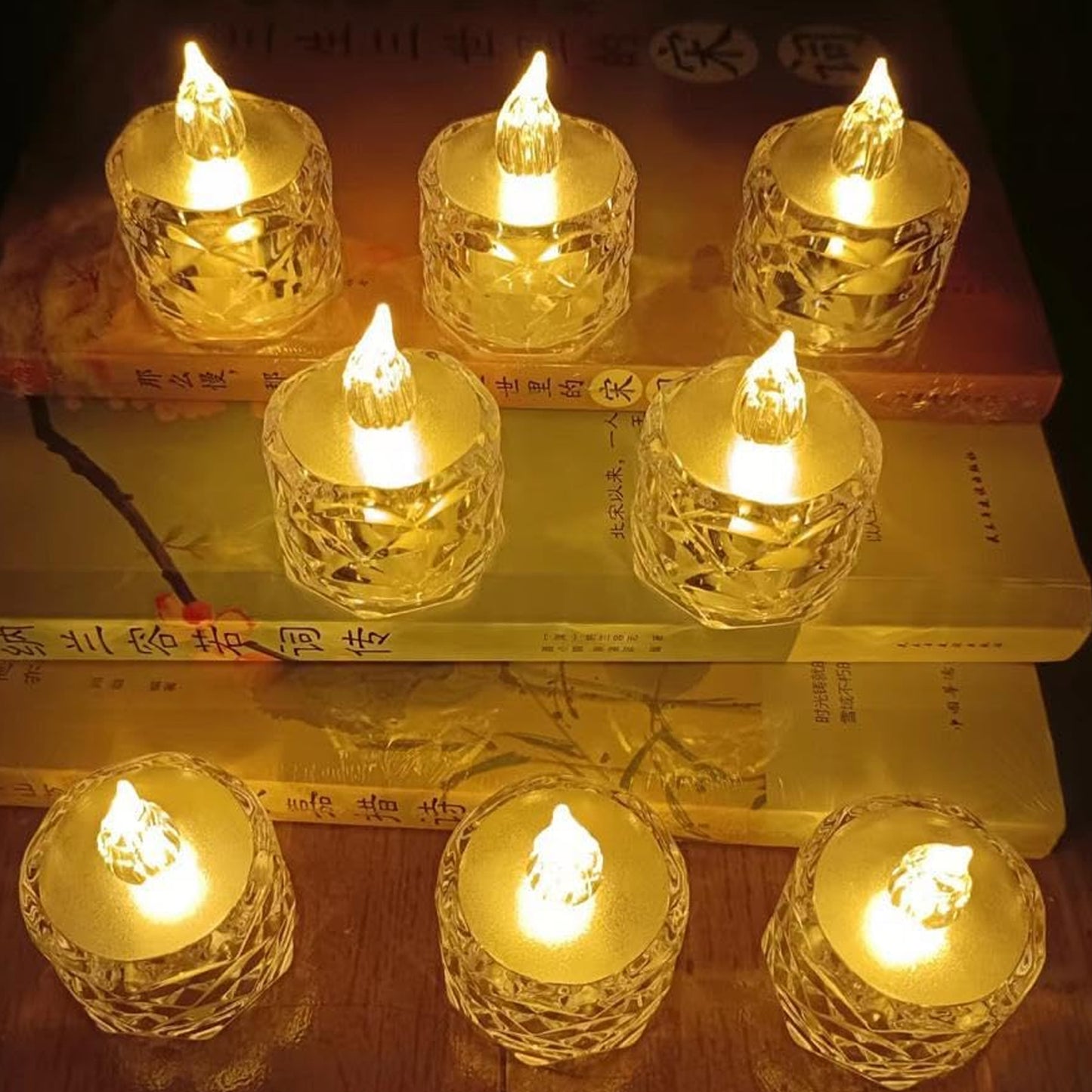 24 Pcs Transparent Acrylic LED Tea Lights - Flameless & Smokeless Decorative Candles for Festivals