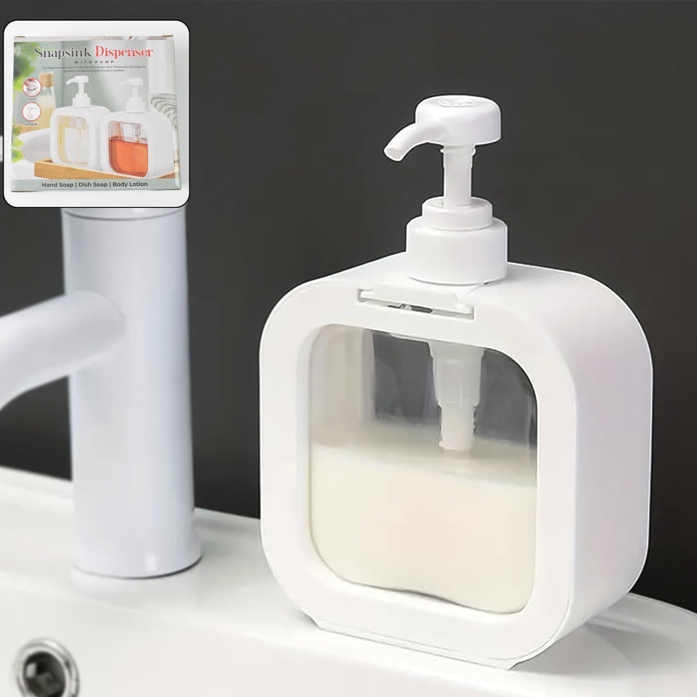 Snap Sink Dispenser Plastic Clear Empty Pump Lotion Bottles (1 Set) - Happy Price - Image 1