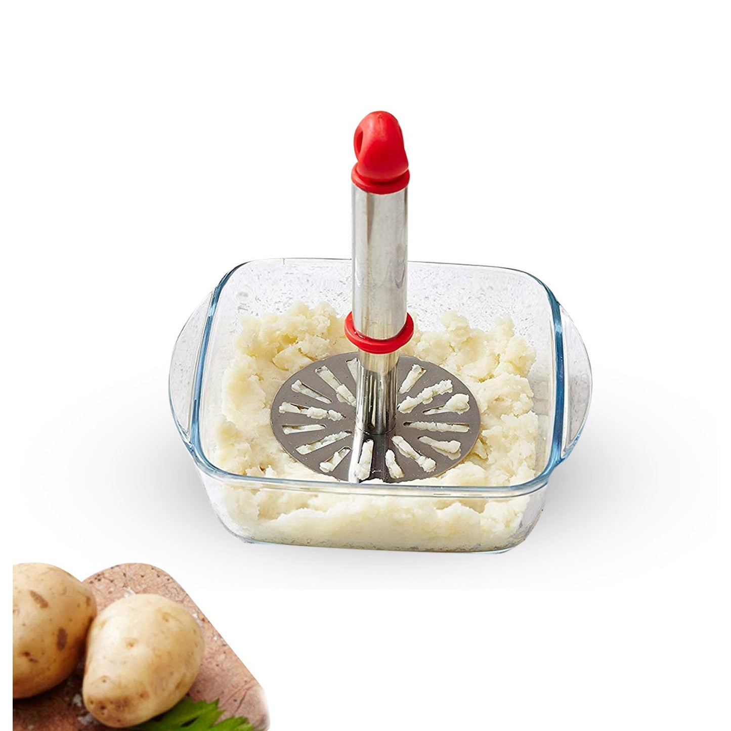 Ganesh Potatopav Bhaji Masher With Plastic Handle Silver  Plastic - Oval Pav Masher Potato 1-piece Smasher Handle Multicolor - Happy Price - Image 7