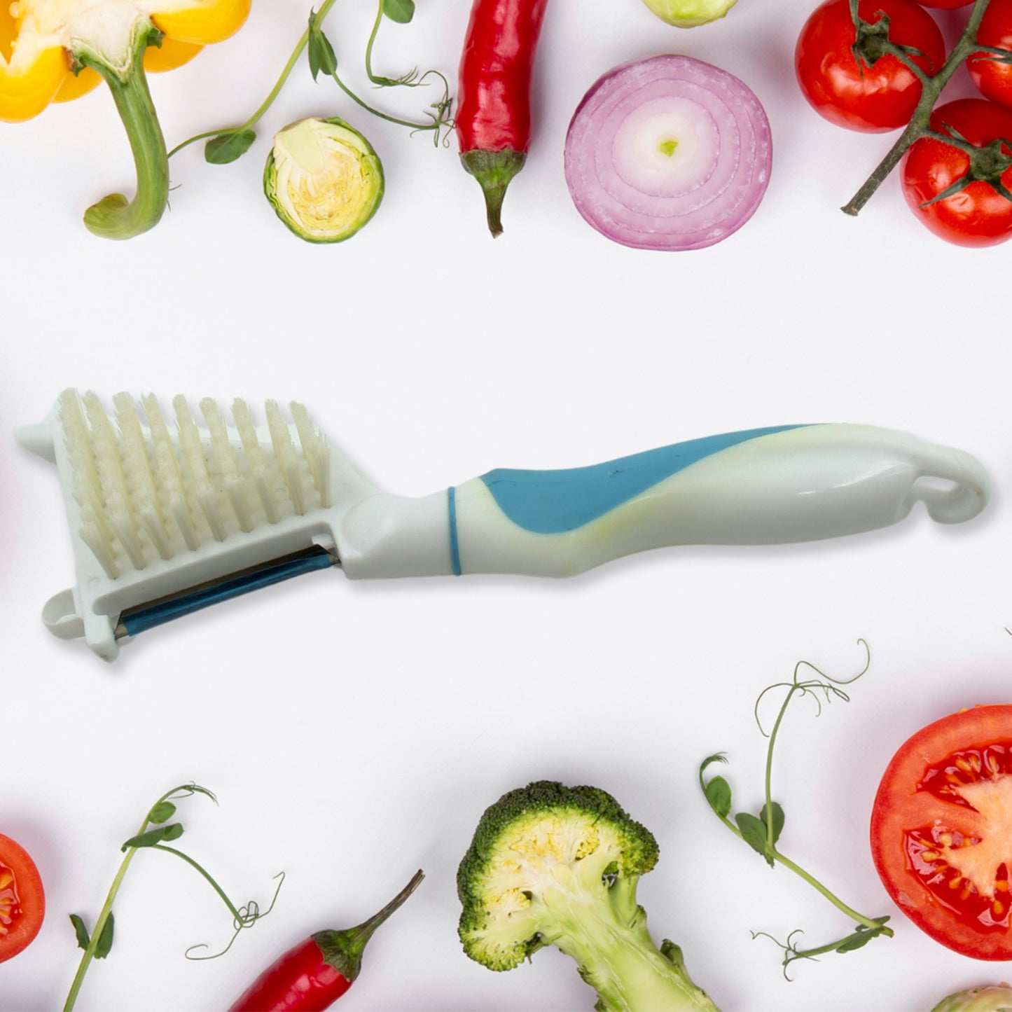 Multipurpose Peeler Brush Vegetable Peeler With Brush Multifunctional Fruits And Vegetable Cleaning Brush Stainless Steel Potato Peelers Home Kitchen Peeler With Long Handle (1 Pc ) - Happy Price - Image 6