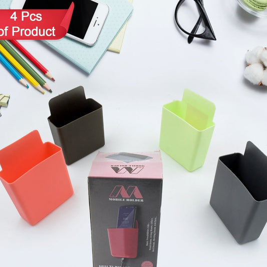Multipurpose Plastic Wall Mounted Remote  Mobile Holder Stand  (Pack Of 4) - Happy Price - Image 1