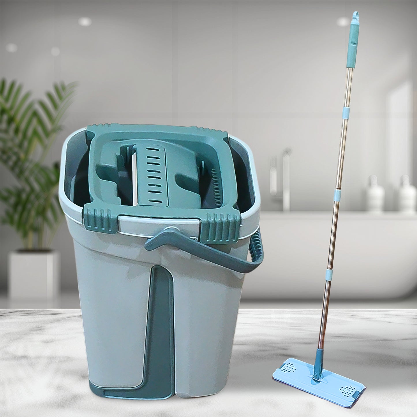 Scratch Cleaning Mop With 2 In 1 Self Clean Wash Dry Hands Free Flat Mop - Happy Price - Image 2