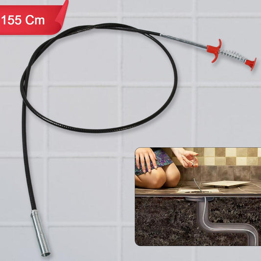Metal Wire Brush Hand Kitchen Sink Cleaning Hook Sewer Dredging Device (155 Cm) - Happy Price - Image 1