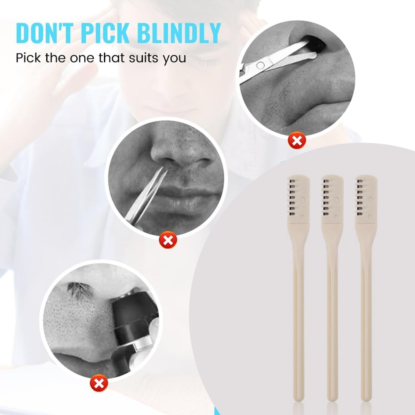 Nose Hair Removal Trimmer Nose Hair Remover Razor Kit Blade (3 Pcs Set) - Happy Price - Image 7