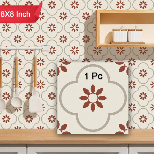 Peel And Stick Floor Tiles Kitchen  Bathroom Backsplash Sticker Detachable Waterproof Diy Tile Stickers For Wall Decoration Tiles Home Decoration (8x8 Inch  1 Pc Tiles) - Happy Price - Image 1